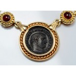  Ancient Roman Maximianus Bronze Coin (A.D.286-305) in  Spectacular 14kt Gold Necklace